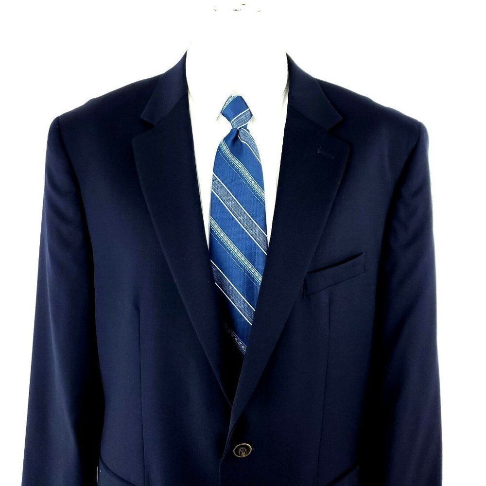 Joseph Feiss Wool 2 Button Blazer 42R Blue Classic Fit Tagged 46R Has Been Tailo
